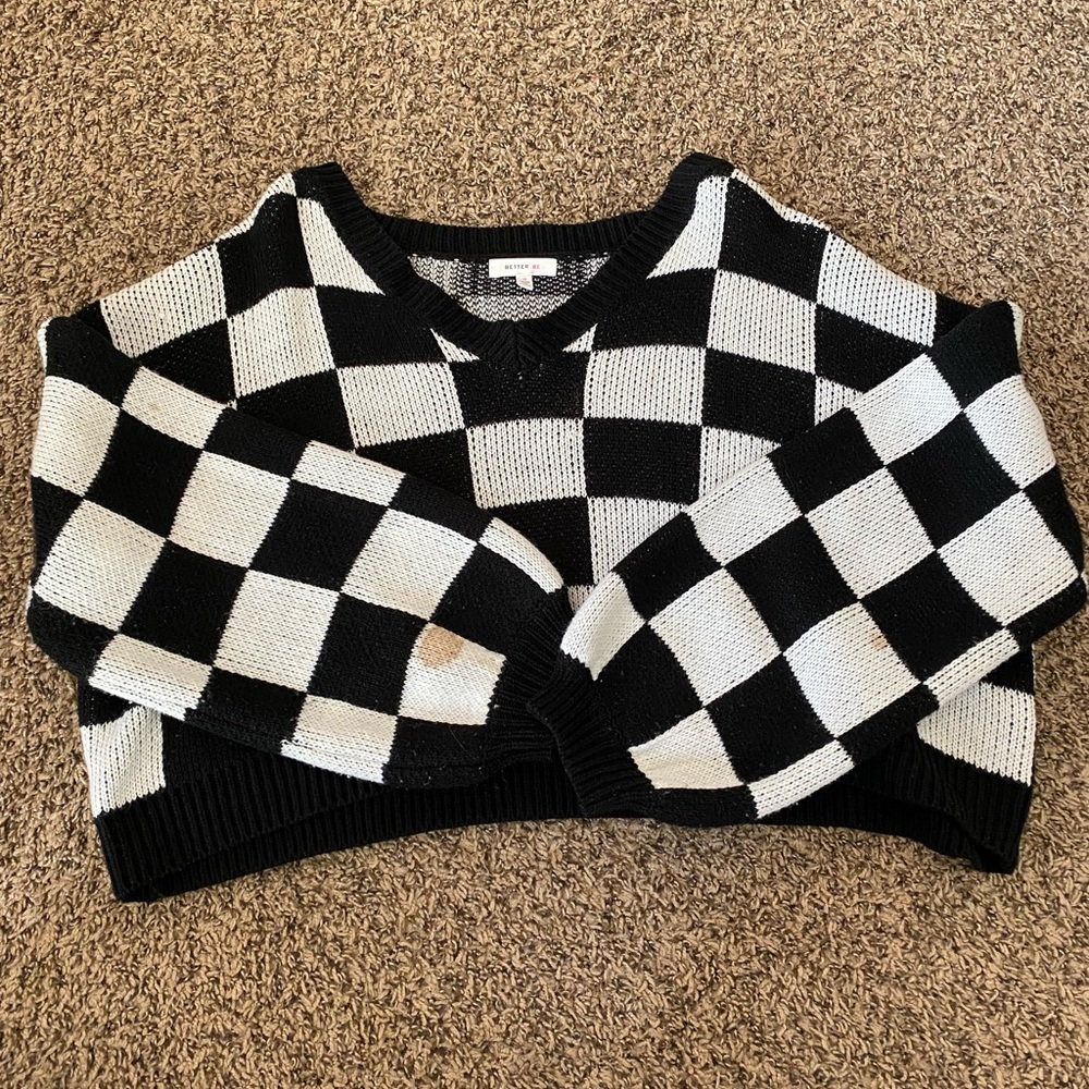 Black and White Checkered Sweater